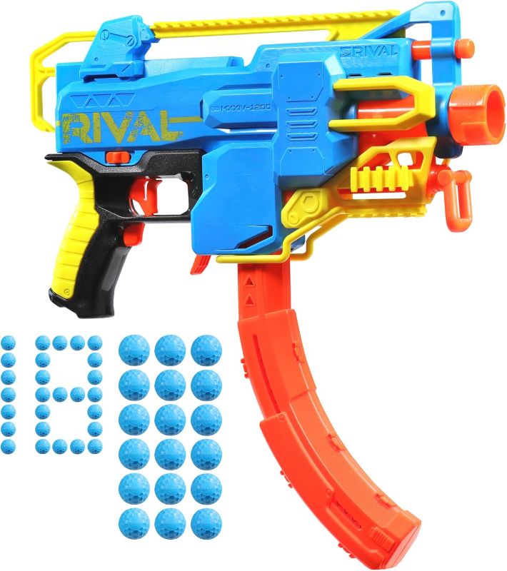 Photo 1 of Nerf Rival Challenger MXXIV-1200 Motorized Blaster, Curved 12 Round Magazine, 18 Nerf Rival Accu-Rounds, Gifts for Teens