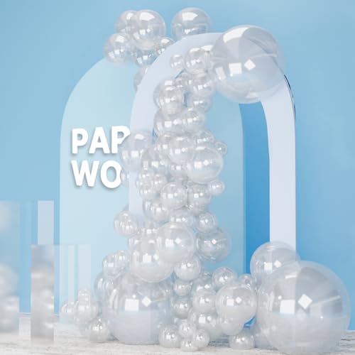 Photo 1 of PartyWoo Clear Balloons 85 Pcs Different Sizes of 18 12 10 5 Inch Transparent Bubble Latex Helium Balloon Arch Kit Garland for Graduation Wedding Baby
