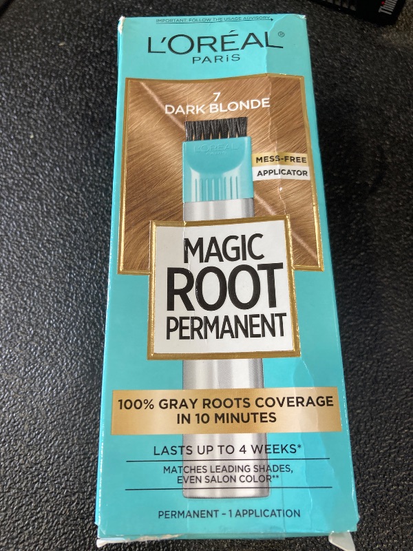 Photo 1 of L'Oreal Paris Magic Root Rescue 10 Minute Root Hair Coloring Kit, Permanent Hair Color with Quick Precision Applicator, 100 percent Gray Coverage, 7 Dark Blonde, 1 kit (Packaging May Vary)