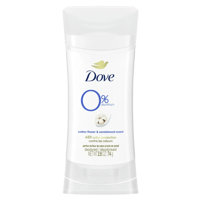 Photo 1 of Dove 0% Aluminum Women's Deodorant Stick, Cotton Flower and Sandalwood, 2.6 oz
