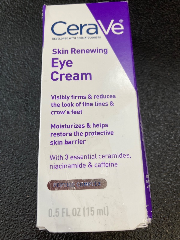 Photo 1 of CeraVe Skin Renewing Eye Cream For Wrinkles, Under Eye Cream With Peptides + Caffeine + Niacinamide, For Wrinkles & Crows Feet, Paraben Free & Opthalmologist Tested