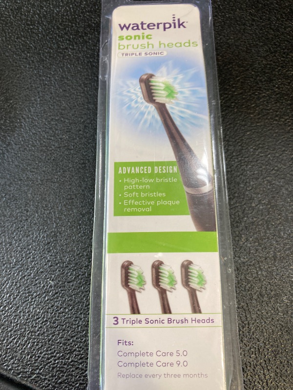 Photo 1 of Waterpik Triple Sonic Replacement Brush Heads, Complete Care Replacement Tooth Brush Heads, STRB-3WB, 3 Count(Pack of 1), Black