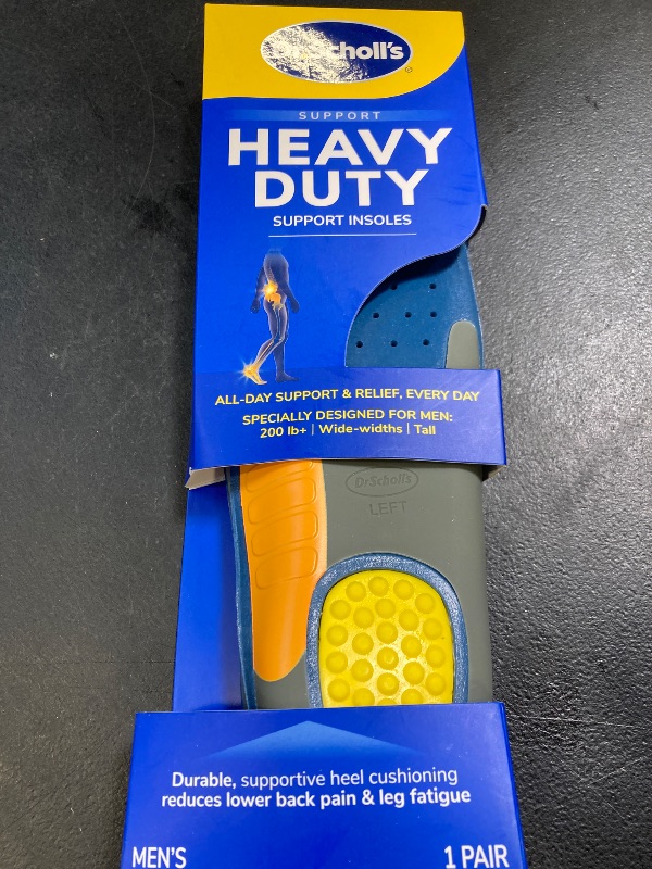 Photo 1 of Dr. Scholl's Heavy Duty Support Insole Orthotics, Big & Tall, 200lbs+, Wide Feet, Shock Absorbing, Arch Support, Distributes Pressure, Trim to Fit Inserts, Work Boots & Shoes, Men Size 8-14, 1 Pair