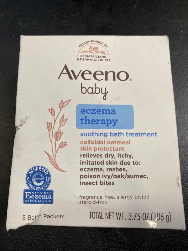 Photo 1 of Aveeno Baby Eczema Therapy Soothing Bath Treatment for Relief of Dry, Itchy and Irritated Skin, Made with Soothing Natural Colloidal Oatmeal, 5 ct.