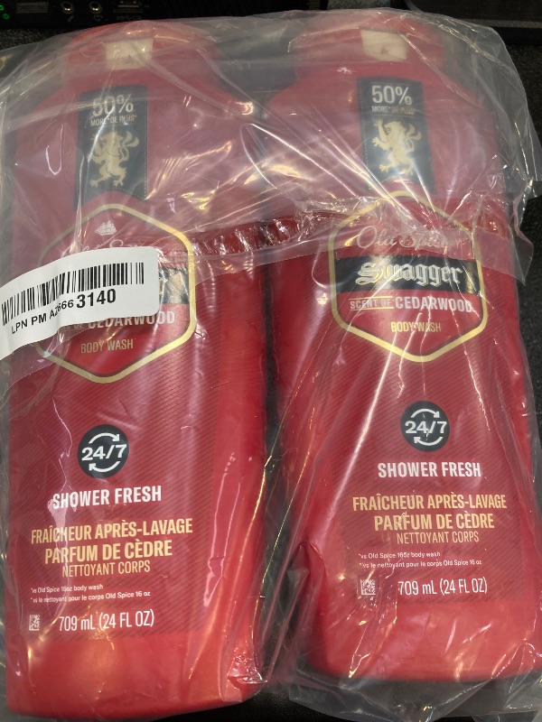 Photo 1 of Old Spice Refreshing Body Wash for Men, 3X Defense, 24/7 Shower Fresh with Long Lasting Scent, Red Collection, Swagger with Cedarwood Scent, 24 oz (Pack of 2)
