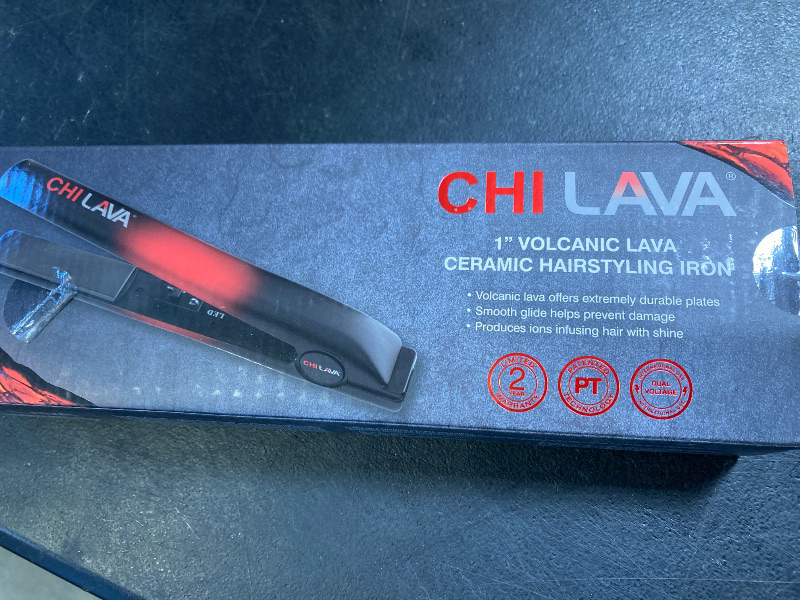 Photo 1 of CHI Lava Ceramic Hairstyling Flat Iron | 1" Volcanic Lava Ceramic Floating Plates | Smooth Glide helps prevent damage | Analog On/Off Switch | Black/Red