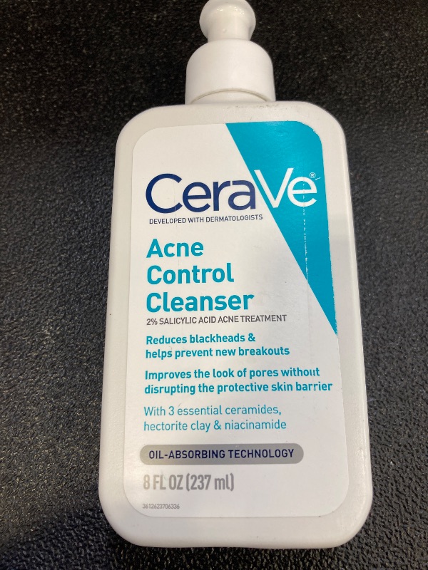 Photo 1 of CeraVe Acne Treatment Face Wash, Salicylic Acid Cleanser with Purifying Clay, Niacinamide, and Ceramides, Pore Control and Blackhead Remover, 8 Ounce