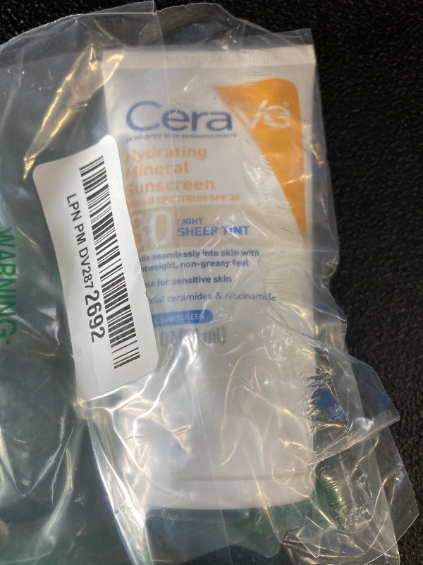 Photo 1 of CeraVe Hydrating Mineral Sunscreen SPF 30 with Sheer Tint, Tinted Mineral Sunscreen with Zinc Oxide & Titanium Dioxide, Blends Seamlessly For Healthy Glow, Light, 1.7 Oz