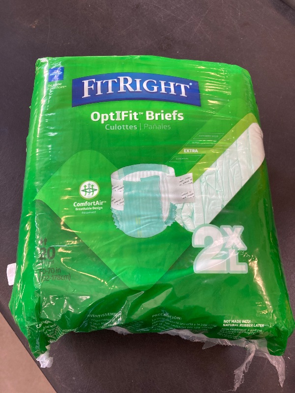 Photo 1 of FitRight Extra Cloth-Like Adult Incontinence Briefs, Size 2XL, for Waist Size 60"-70"