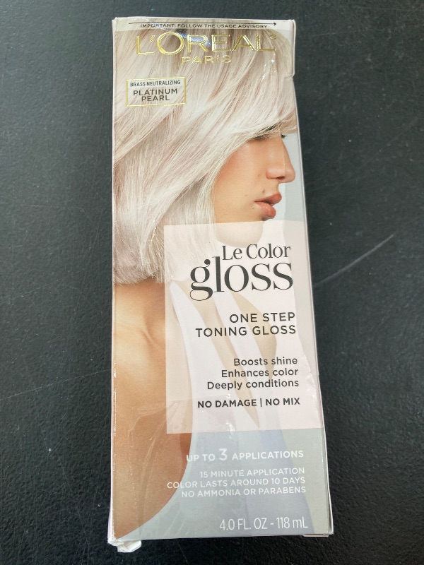 Photo 1 of L'Oreal Paris Le Color Gloss One Step In-Shower Toning Hair Gloss for Bleached Hair, Neutralizes Brass, Conditions & Boosts Shine, Platinum Pearl, 4 Ounce