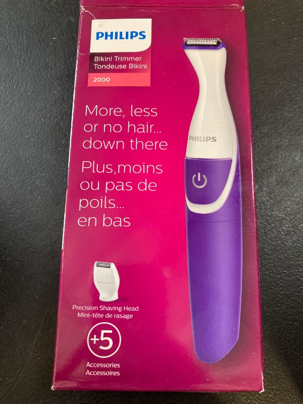 Photo 1 of Philips Beauty Bikini Genie Cordless Trimmer for Bikini Line Hair Removal, with Shaving Head and Comb, BRT383/50