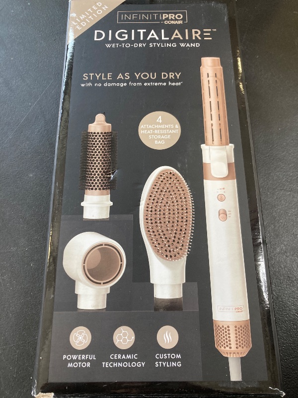 Photo 1 of INFINITIPRO BY CONAIR DigitalAIRE Multi Hair Styler, Air Styling System for Curls, Waves, Blowouts & Volume, 4 Attachments to Personalize Your Look Plus Storage Bag, White