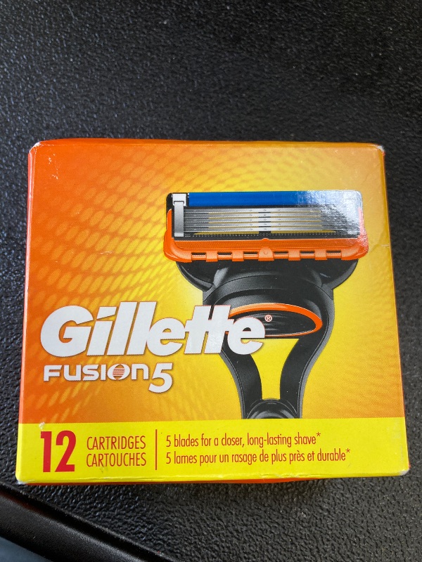 Photo 1 of Gillette Fusion5 Razor Refills for Men, 12ct Cartridges, Lubrication Strip, Precision Trimmer for Men, 5-Bladed Refill Blades for Close Shave