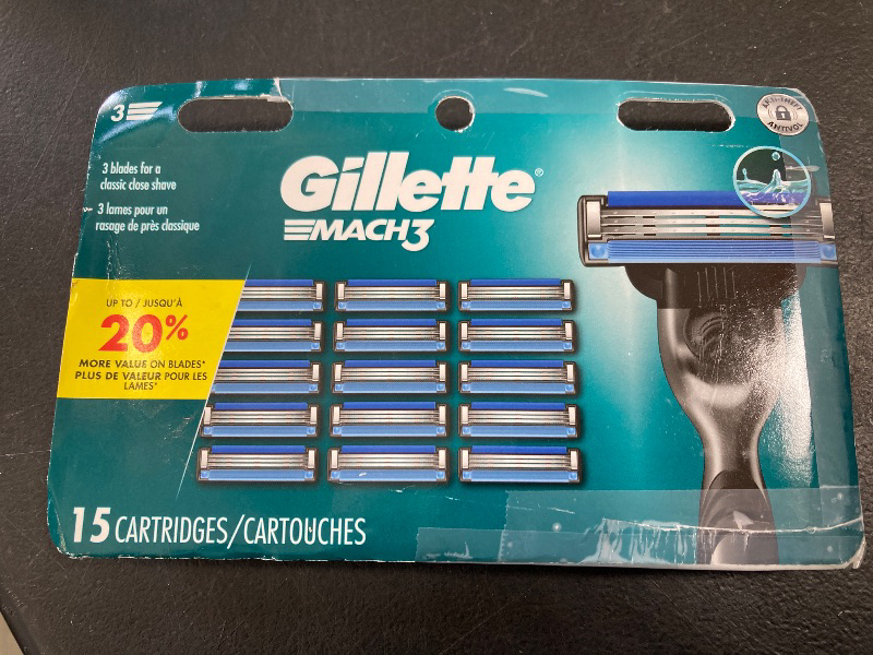 Photo 1 of Gillette Mach3 Razor Blades for Men, 3-Blade Razor Refills, 15 Count