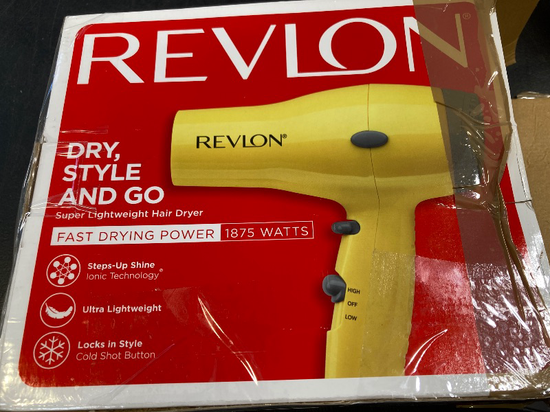 Photo 1 of REVLON Compact Hair Dryer | 1875W Lightweight Design, Perfect for Travel, (Yellow)