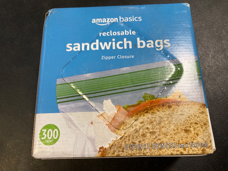 Photo 1 of Amazon Basics Sandwich Storage Bags, 300 Count (Previously Solimo)