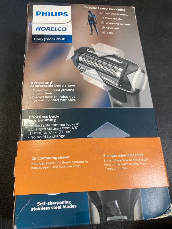 Photo 1 of Philips Norelco Bodygroom 7000 Series, Showerproof Groin and Body Trimmer for Men, Precise Body Grooming, Adjustable Comb, Safe Even Below The Belt, 80 Min. Runtime, Model BG7030/49