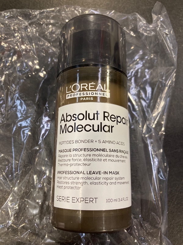 Photo 1 of L'Oréal Professional Paris Absolut Repair Molecular Leave In Mask - Smooths and Strengthens Hair For All Damaged Hair Types, Protects from Heat