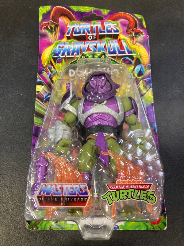 Photo 1 of Masters of the Universe Origins Turtles of Grayskull Donatello Reptile Wars Posable Action Figure, Teenage Mutant Ninja & Motu Crossover Donnie Toy