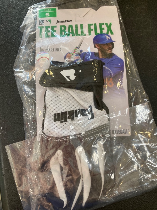 Photo 1 of Franklin Sports Youth Teeball Batting Gloves - Youth Flex - Kids Batting Gloves for Teeball, Baseball, Softball - Black/White - Small (21205F1)