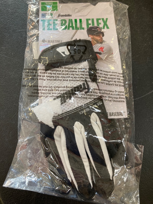 Photo 1 of Franklin Sports Youth Teeball Batting Gloves - Youth Flex - Kids Batting Gloves for Teeball, Baseball, Softball - Black/White - Tee Ball Medium