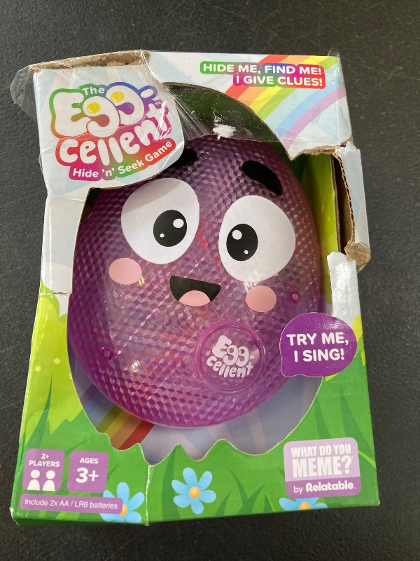 Photo 1 of What Do You Meme? Eggcellent by Relatable, The Kid-Friendly Hide & Seek Game, Toddler Toys for Ages 3+, Includes 1 Eggcellent Light-Up Toy That Sings