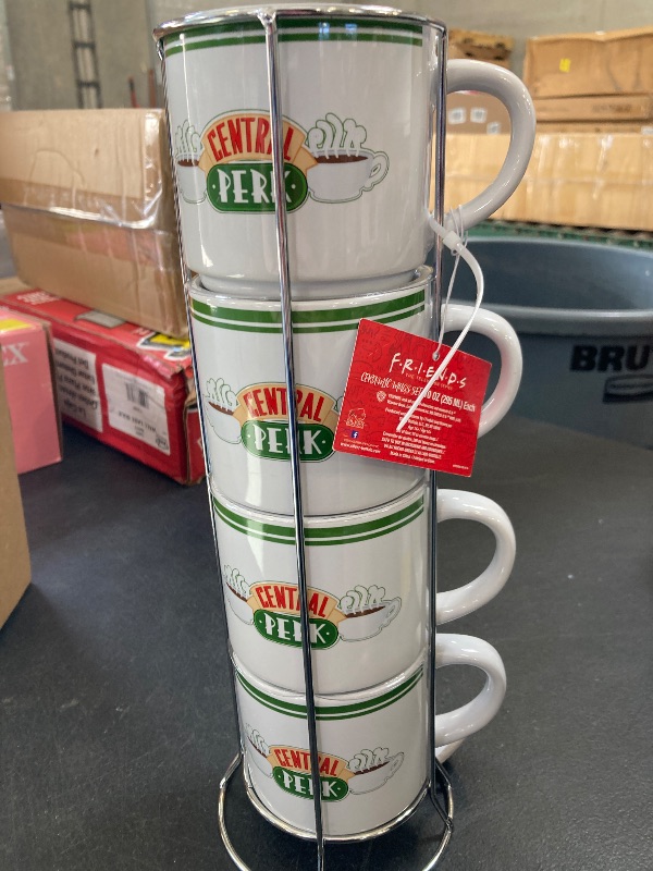 Photo 1 of Silver Buffalo Friends Central Perk Stripe Pattern 4-Pack Ceramic Mug Stack, 10-Ounces