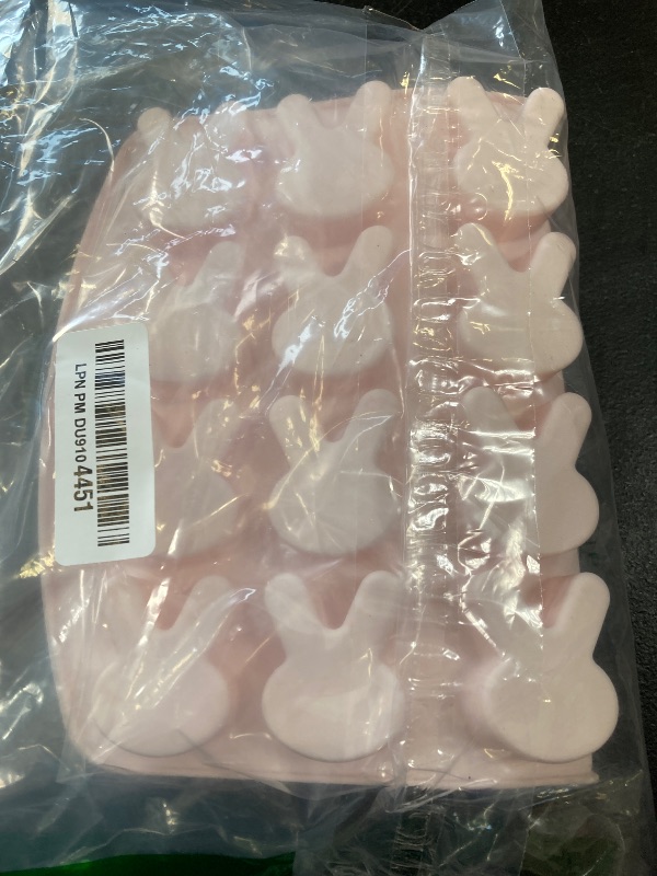 Photo 1 of 15-Cavity Rabbit Candy Silicone Molds Chocolate Truffles Mold, Ice Cube Tray, Grid Fondant Mould, Hard Candy Mold Pralines Gummy Jelly Mold (Rabbit H) (Pink)