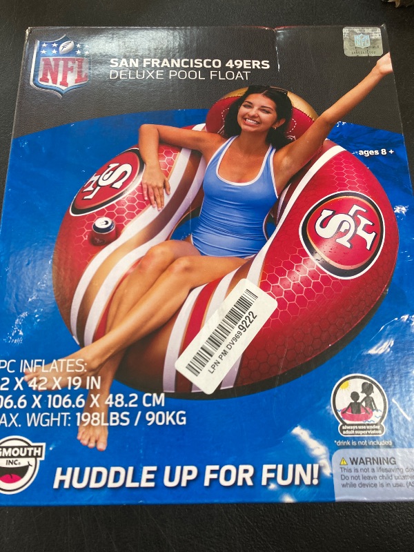 Photo 1 of BigMouth San Francisco 49ers 42” Inflatable Pool Floats Officially Licensed NFL Fan Gear Merchandise Back Support Inner Tube for Adults and Teens