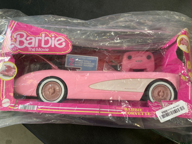 Photo 1 of Barbie Hot Wheels RC Corvette from The Movie, Full-Function Remote-Control Toy Car Holds 2 Dolls