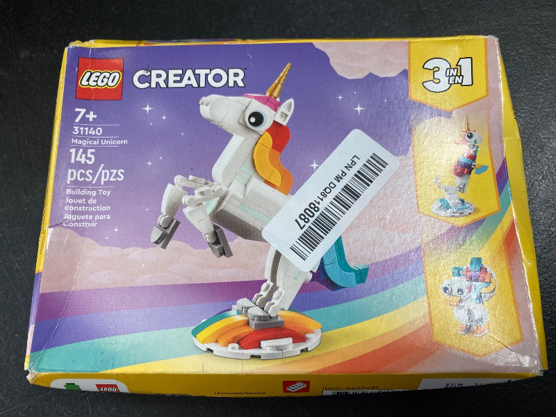 Photo 1 of LEGO Creator 3 in 1 Magical Unicorn Toy, Transforms from Unicorn to Seahorse to Peacock, Rainbow Animal Figures, Unicorn Gift for Grandchildren, Girls and Boys, Buildable Toys, 31140
