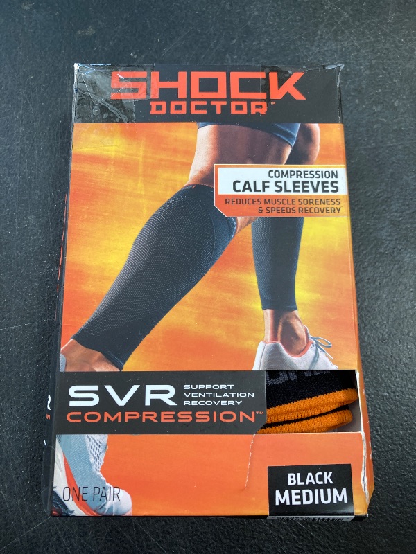 Photo 1 of Shock Doctor SVR Recovery Compression Calf Sleeve, Black, Adult-Medium
