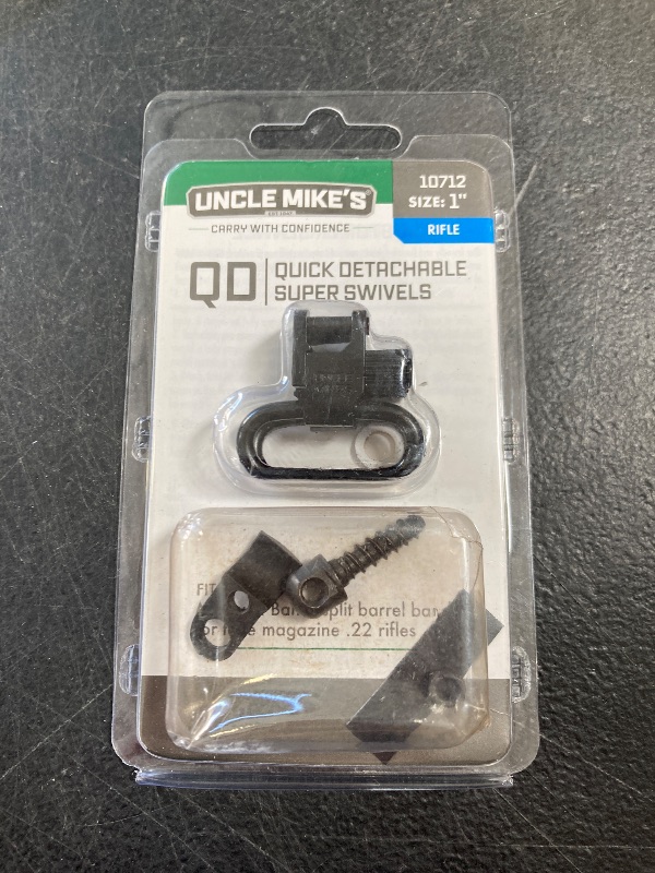 Photo 1 of Uncle Mike's Quick Detachable .22 Tube Magazine Magnum Band Sling Swivels (Blued, 1-Inch Loop), Black