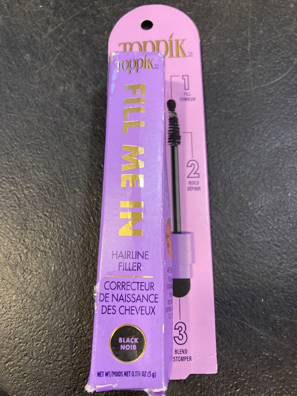 Photo 1 of Toppik Fill Me In Hairline Filler, Hair Color Root Touchup, Hair Fibers Wand, Fills In Thinning Hairline, Hair Styling Product, 0.176 oz (5 g), Black
