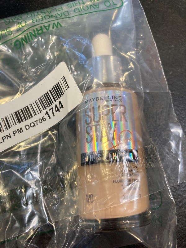 Photo 1 of Maybelline Super Stay Up to 24HR Skin Tint, Radiant Light-to-Medium Coverage Foundation, Makeup Infused With Vitamin C, 120, 1 Count