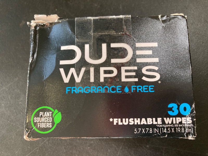 Photo 1 of DUDE Wipes - On-The-Go Flushable Wipes - 1 Pack, 30 Wipes - Unscented Extra-Large Individually Wrapped Adult Wet Wipes - Vitamin E & Aloe - Septic and Sewer Safe