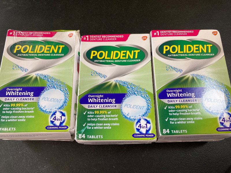 Photo 1 of Polident Overnight Whitening Denture Cleanser Tablets - 84 Count (Pack of 3)
