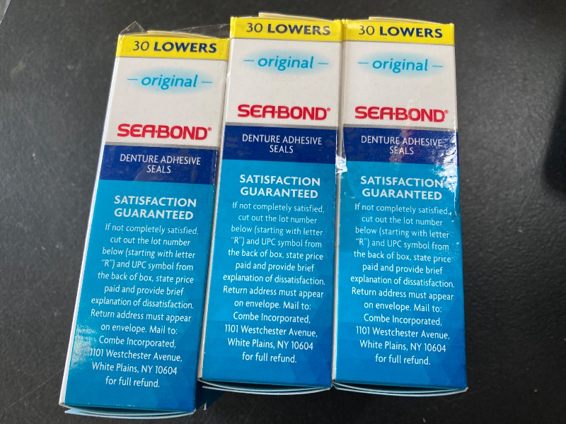 Photo 1 of Sea Bond Secure Denture Adhesive Seals, Original Lowers, Zinc-Free, All-Day-Hold, Mess-Free, 30 Count (Pack of 4)