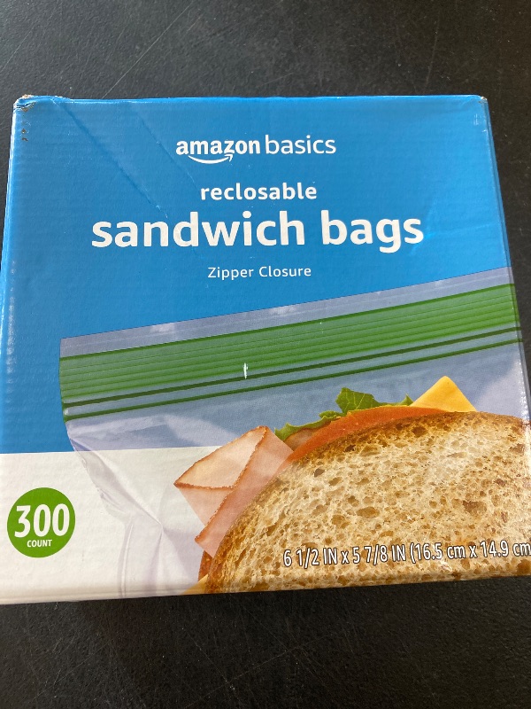 Photo 1 of Amazon Basics Sandwich Storage Bags, 300 Count (Previously Solimo)