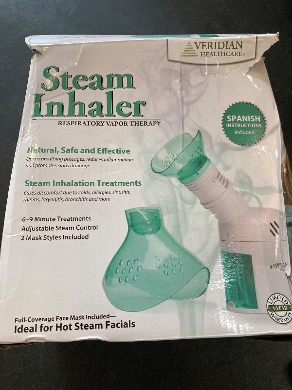 Photo 1 of Veridian Healthcare Steam Inhaler Respiratory Vapor Therapy, Green, 1 Count (Pack of 1)