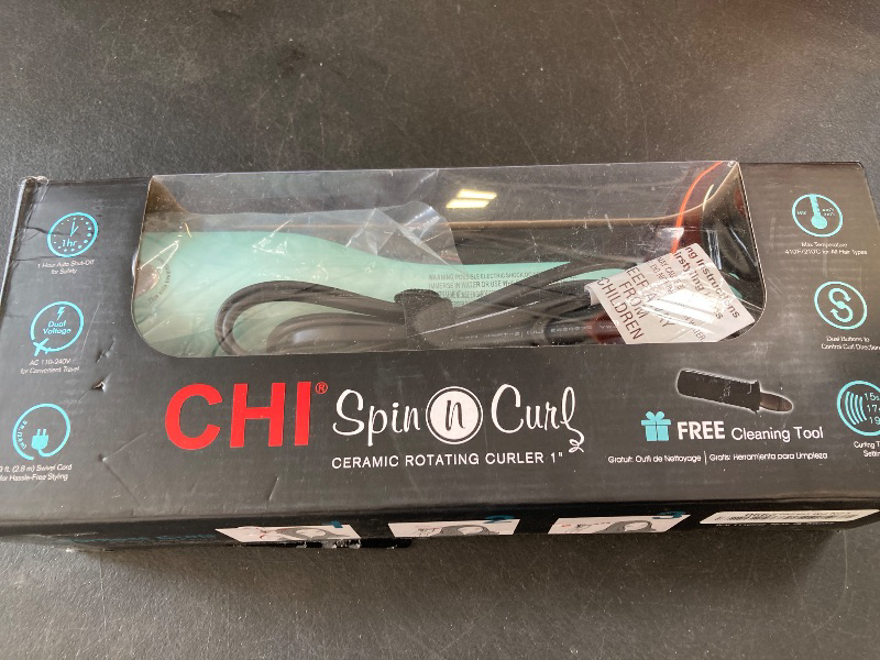 Photo 1 of CHI Spin N Curl, Curling Iron For Healthy & Shiny Effortless Curls & Waves, Provides Preset Temperature Settings For Each Hair Texture, Mint Green
