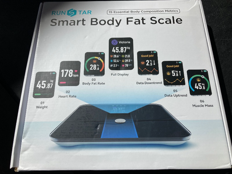 Photo 1 of Runstar Smart Scale for Body Weight and Fat Percentage FSA HSA Eligible, 3.5" TFT Color Display High Precision Digital Bathroom Scale BMI Heart Rate 22 Body Composition Analyzer Sync with Fitness App