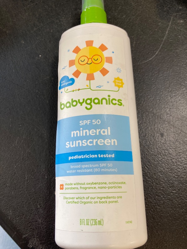 Photo 1 of Babyganics SPF 50 Mineral Baby Sunscreen Spray, Unscented | UVA UVB Protection | Octinoxate & Oxybenzone Free | Water Resistant, Value Size, 8oz