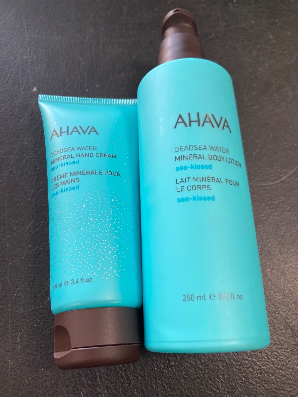 Photo 1 of AHAVA Sea-Kissed Hand & Body Care Set – Includes Hand Cream (100ml) & Body Lotion (8.5 Fl.Oz) | Enriched with Dead Sea Minerals, Magnesium & Refreshing Sea-Kissed Fragrance