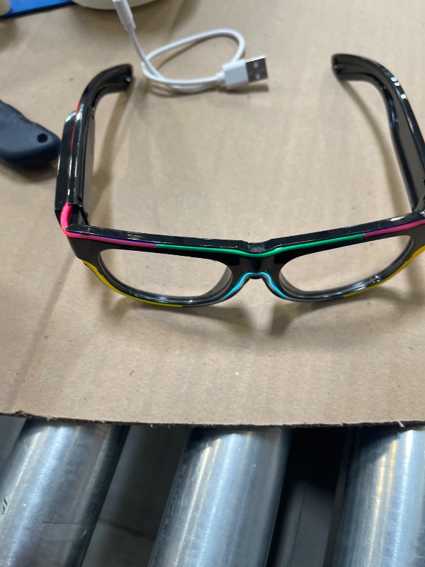 Photo 1 of GS GLOWSEEN Led Light Up Glasses USB Type-C Rechargeable, Multi-color Neon Glow Glasses Rave Sunglasses for Men Women Party Outfits,EDM,Halloween,Christmas