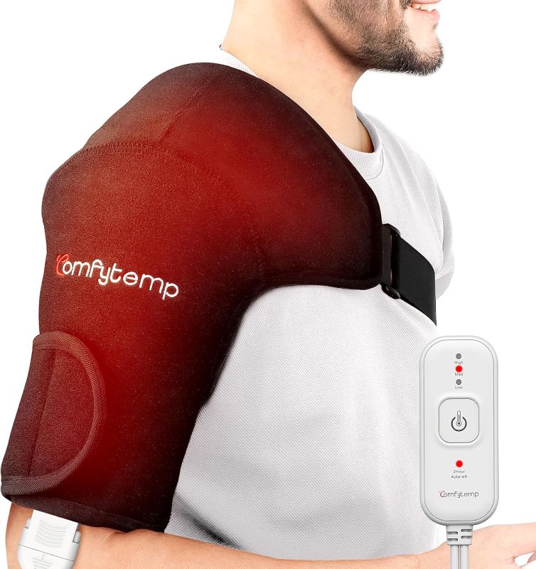 Photo 1 of Comfytemp Shoulder Heating Pad for Rotator Cuff Pain Relief, FSA HSA Eligible Heated Shoulder Wrap for Frozen Shoulder Heated Brace, Gifts for Fathers Day for Him, 3 Heat Settings, 2H Auto-Off (S/M)

