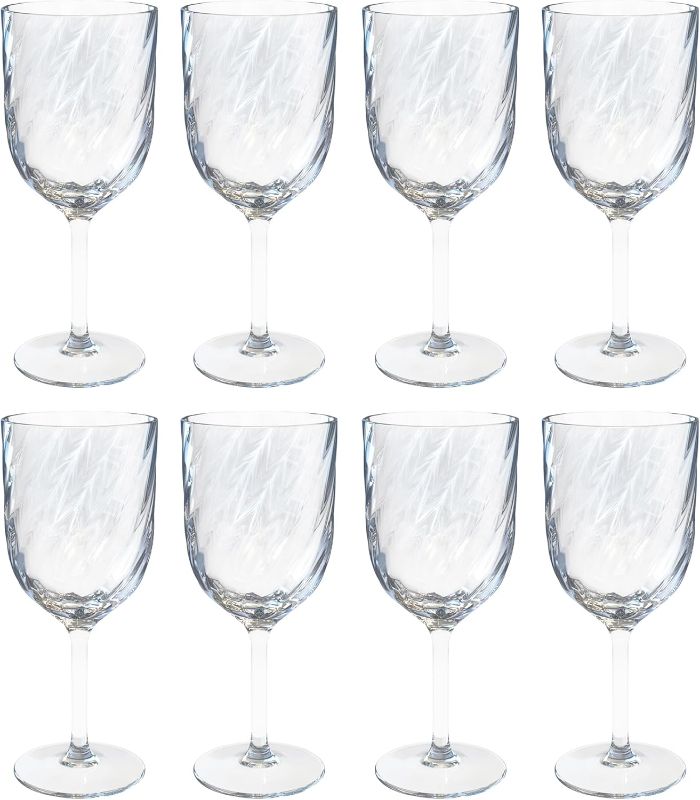Photo 1 of KOXIN-KARLU Unbreakable Classic 14 ounce All-Purpose Plastic Stem Wine Glasses Acrylic Glasses, Set of 8 Clear