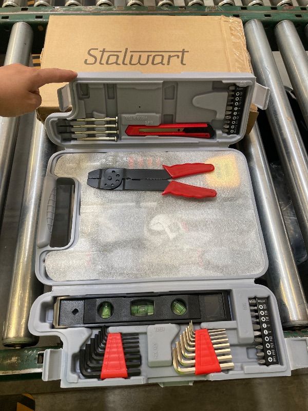Photo 1 of 130-Piece Tool Set - Tool Kit with Hammer, Wrenches, Screwdriver, Pliers, and More - Hand Tools for Home Improvement Projects by Stalwart (Gray)