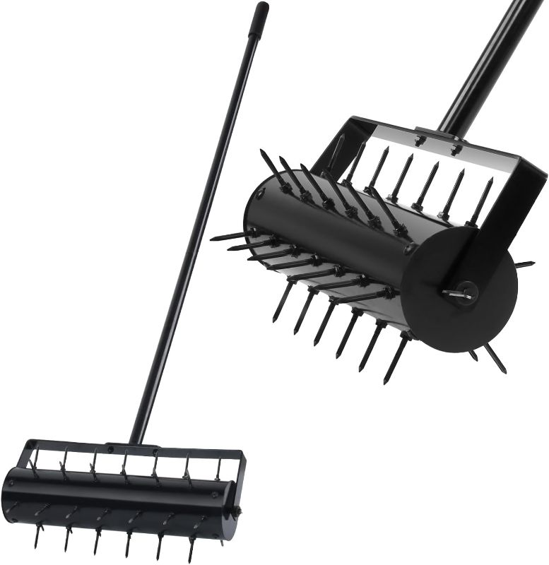 Photo 1 of Rolling Lawn Aerator, Pre-Assembled, Heavy Duty Grass Aerator Tool with Adjustable Handle, Push Grass Aerator for Lawn Care and Healthy Growth