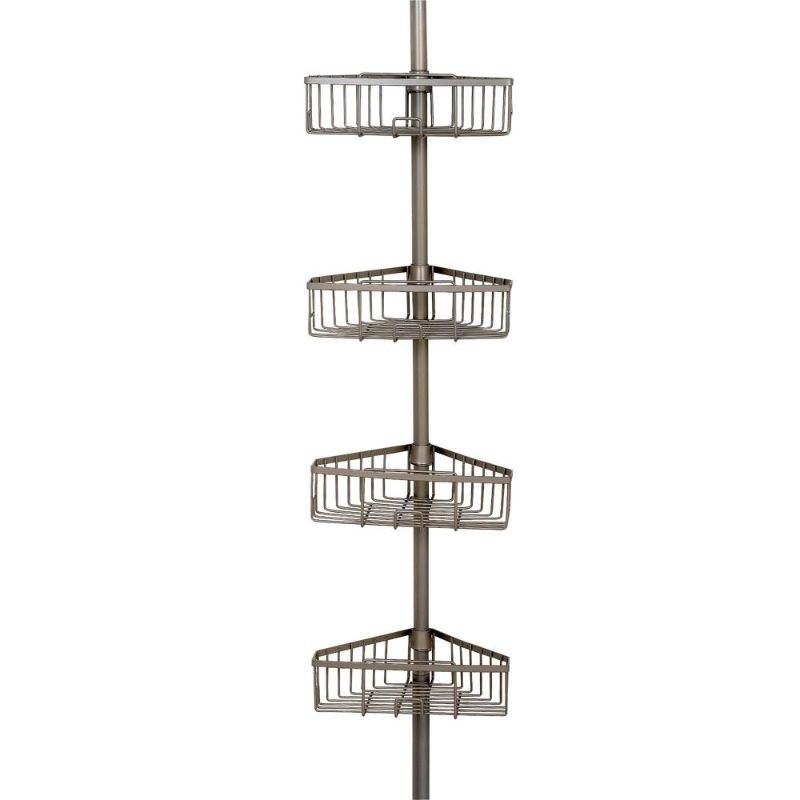 Photo 1 of 4-Tier Tension Pole Shower Caddy in Satin Nickel
